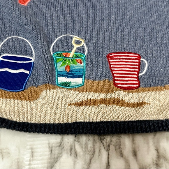 Vintage Mandal Bay CottageCore CoastalGrandma Sweater Vest XXL Beach Embellished - Picture 3 of 12